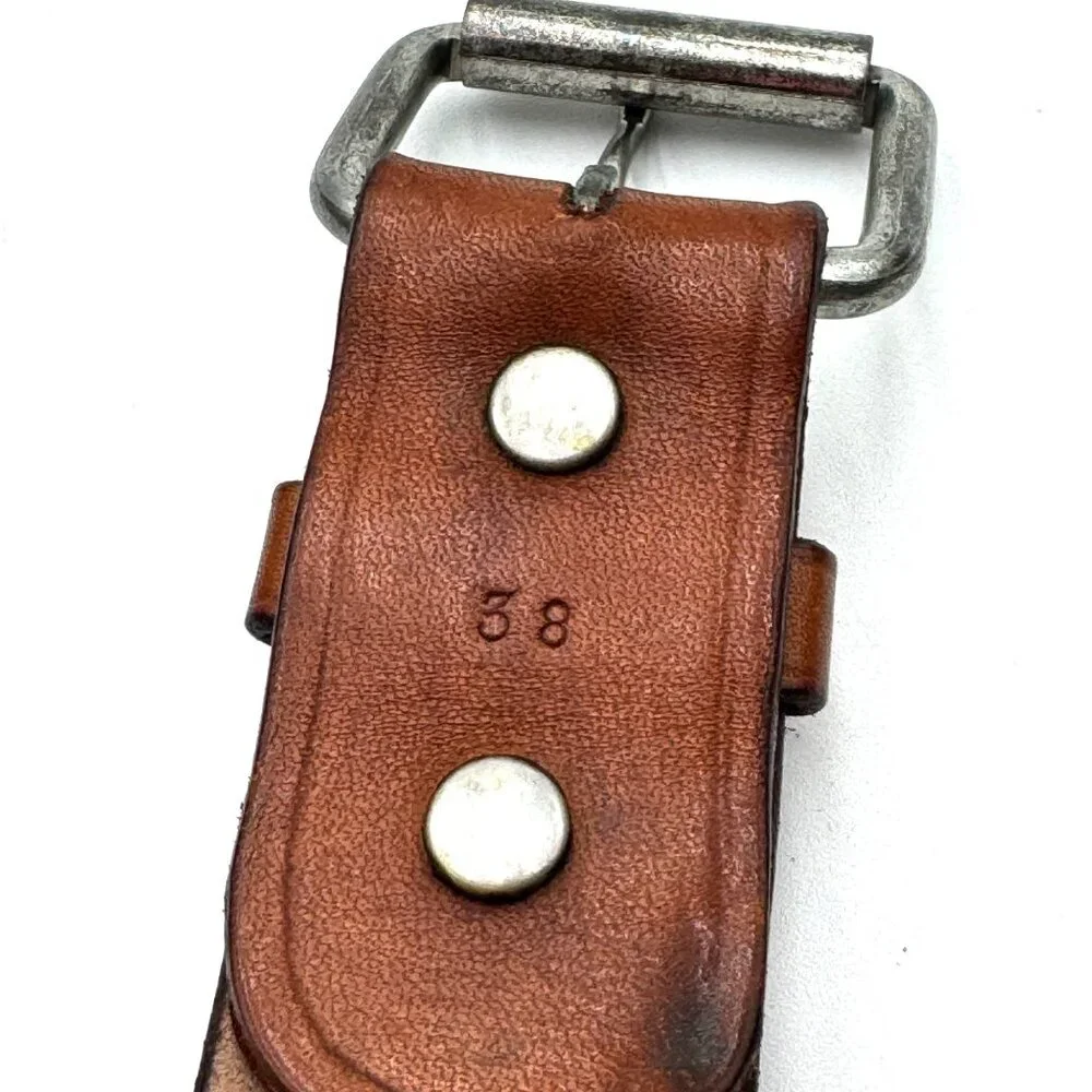 HAND TOOLED BROWN LEATHER MENS BELT FASHION WORK CASUAL OFFICE WEAR MEN BELTS me - Picture 9 of 12